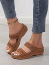 Stylish Hollow Out Wedge Slide Sandals: The Perfect Elegant Brown Sandals for Women