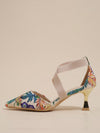 Floral Pattern Ankle Strap Pumps with Pyramid Heels - Step Up Your Style Game!