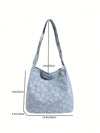 Chic and Sophisticated: Preppy Flower Decor Tote Bag with Double Handles