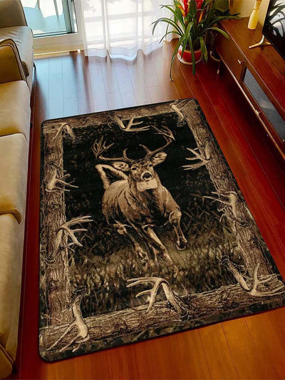 This modern fabric floor mat features a stylish tree deer pattern and non-slip design, making it the perfect addition to any living space. Enhance your home's aesthetic and safety with this high-quality rug.