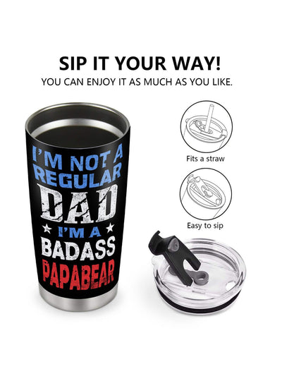 Papa Bear Stainless Steel American Flag Tumbler: The Perfect Gift for Him