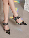 Chic and Feminine: Floral Embroidery Asymmetric High Heel Shoes for Women