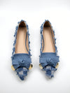 Denim Delight: Raw-Trim Bow Detail Ballet Flats for Fashionable Outdoor Style