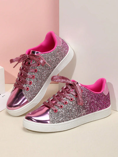 Sequin Dreams: Lace-up Front Skate Shoes for Fashionable Sporty Outings