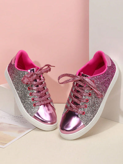 Sequin Dreams: Lace-up Front Skate Shoes for Fashionable Sporty Outings