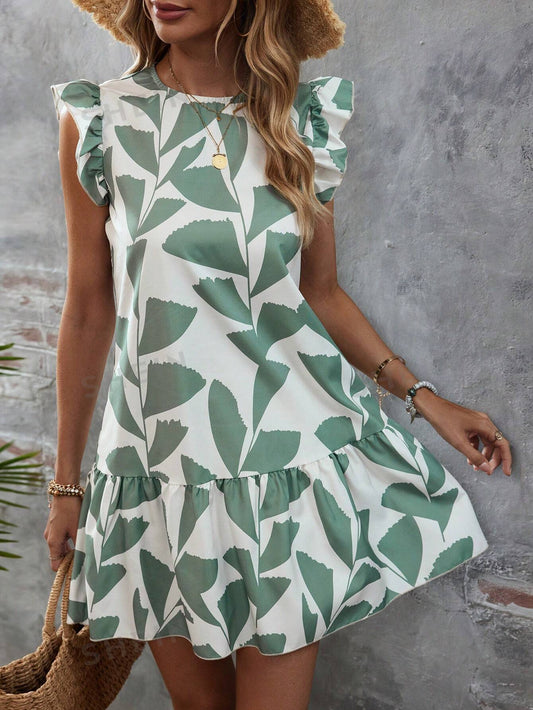 Experience pure elegance and comfort with our Summer Splendor: Leaf Print Ruffle Trim Smock <a href="https://canaryhouze.com/collections/women-dresses" target="_blank" rel="noopener">Dress</a>. Made with high-quality materials, this dress features a stunning leaf print design and feminine ruffle trim. Perfect for any summer occasion, this dress will keep you stylish and cool.