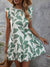 Summer Splendor: Leaf Print Ruffle Trim Smock Dress