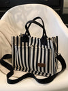 Chic and Versatile Stripe Pattern Tote Bag for Women and White-Collar Workers