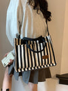Chic and Versatile Stripe Pattern Tote Bag for Women and White-Collar Workers