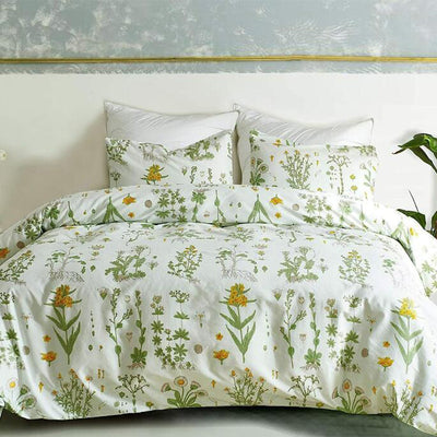 Green Oasis: 2-3pcs Duvet Cover Set with Plant Prints – Soft and Comfortable Bedding Set for Your Bedroom or Guest Room