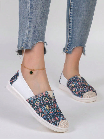 Geometric Pattern Slip-On Sporty Sneakers: The Ultimate Women's Athletic Shoe