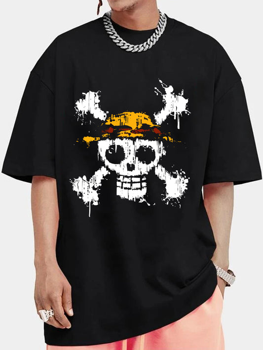 Skull Pattern Men's Summer Graphic T-Shirt: Casual and Comfy Tees for Stylish Men