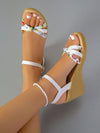 Flirty and Floral: Women's Knot Decor Ankle Strap Wedge Sandals for Fashionable Summers