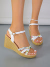 Flirty and Floral: Women's Knot Decor Ankle Strap Wedge Sandals for Fashionable Summers