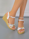 Flirty and Floral: Women's Knot Decor Ankle Strap Wedge Sandals for Fashionable Summers