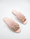 Sparkling Satin Baby Pink Sandals: Glamour for Women