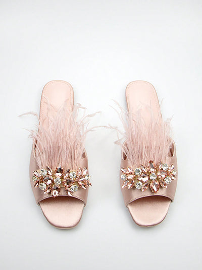 Sparkling Satin Baby Pink Sandals: Glamour for Women