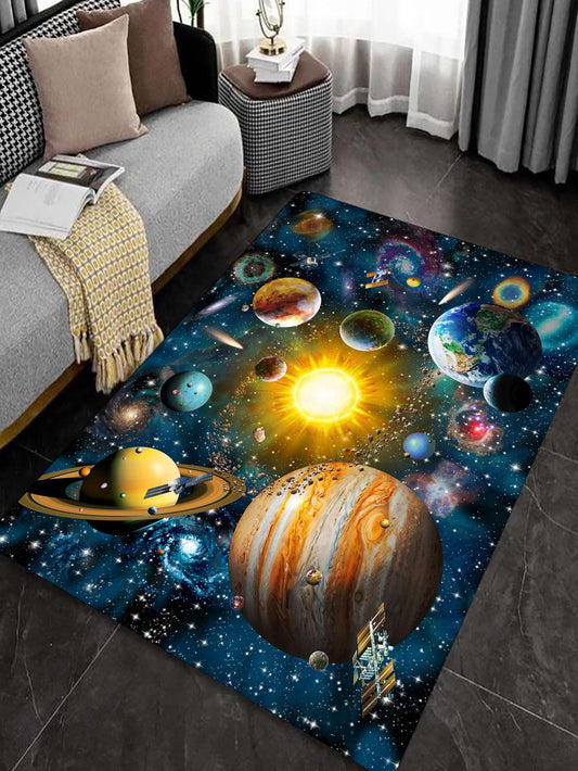 Starry Night: Planet Print Rug - Add Cosmic Charm to Your Space