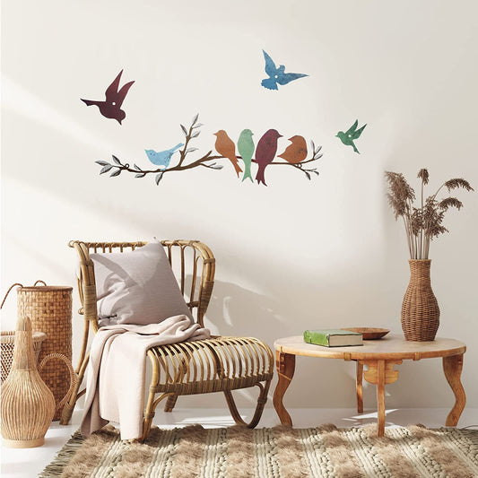 Graceful Moments: Metal Art Bird Wall - Elegant Birds on the Branch Wall Décor with Leaves - Artistic and Lifelike Metal Sculpture - A Timeless Silhouette for Your Space - Perfect for Holiday, Birthday, and Party Decorations