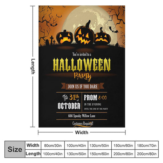 Halloween Poster Style Print Blanket: Stay Cozy and Spooktacular with this Multi-Purpose, Flannel Throw Blanket Perfect for Any Occasion