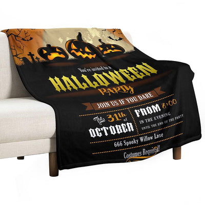 Halloween Poster Style Print Blanket: Stay Cozy and Spooktacular with this Multi-Purpose, Flannel Throw Blanket Perfect for Any Occasion