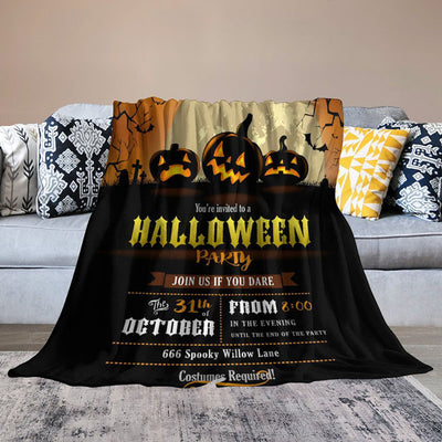 Halloween Poster Style Print Blanket: Stay Cozy and Spooktacular with this Multi-Purpose, Flannel Throw Blanket Perfect for Any Occasion