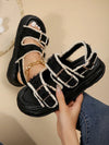 Light Blue Beach Double Buckle Flat Sandals: Stylish Slip-on Footwear for Fashion-Savvy Women