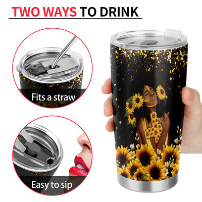 20oz Women's Sunflower Stainless Steel Tumbler - Keeps Drinks Hot & Cold - The Perfect Gift for Any Occasion