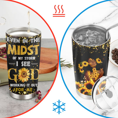 20oz Women's Sunflower Stainless Steel Tumbler - Keeps Drinks Hot & Cold - The Perfect Gift for Any Occasion