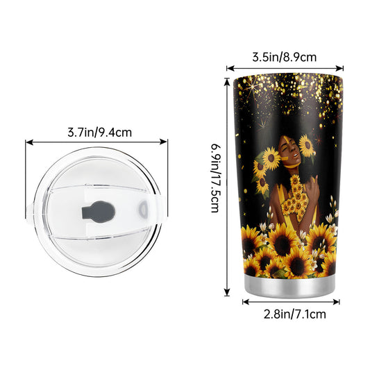 20oz Women's Sunflower Stainless Steel Tumbler - Keeps Drinks Hot & Cold - The Perfect Gift for Any Occasion