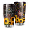 20oz Black Woman and Sunflower Print Stainless Steel Tumbler - Keep Your Drinks Hot or Cold for Hours!