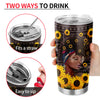 20oz Black Woman and Sunflower Print Stainless Steel Tumbler - Keep Your Drinks Hot or Cold for Hours!