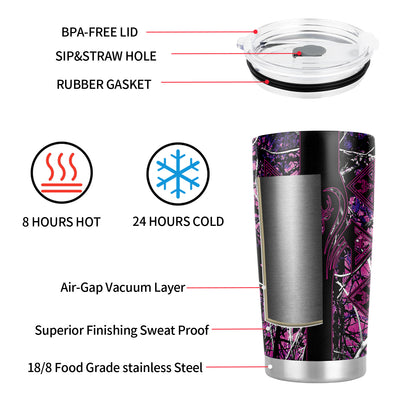 Purple Deer Pattern Tumbler: Stylish Stainless Steel Insulated Coffee Mug for Hunting Enthusiasts