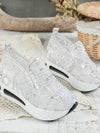 Sparkling Sequins Slip-On Wedge Sneakers: Elevate Your Sporty Style