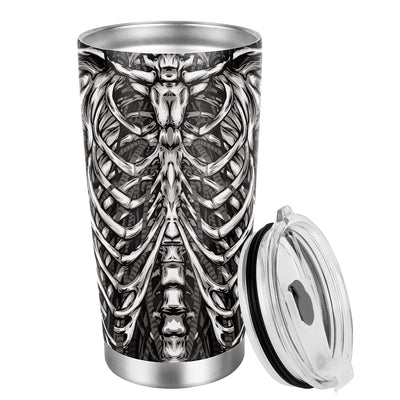 This 20 Oz 3D Skeleton print steel tumbler is the perfect tool to keep your hot and cold drinks at the perfect temperature. Its double wall vacuum insulation technology keeps beverages hot or cold for up to 6 hours, making it the perfect accessory for any occasion. Enjoy your drinks at the ideal temperature!