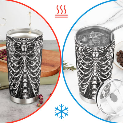 20Oz 3D Skeleton Print Steel Tumbler - Keep Your Hot & Cold Beverages Perfectly Temperature-Controlled! The Perfect Gift for Any Occasion!