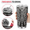 20Oz 3D Skeleton Print Steel Tumbler - Keep Your Hot & Cold Beverages Perfectly Temperature-Controlled! The Perfect Gift for Any Occasion!