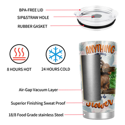 20oz Sloth and 'I Can Do Slower' Tumbler with Straw - Stainless Steel Travel Mug for Coffee and Water - Perfect Back to School Supply