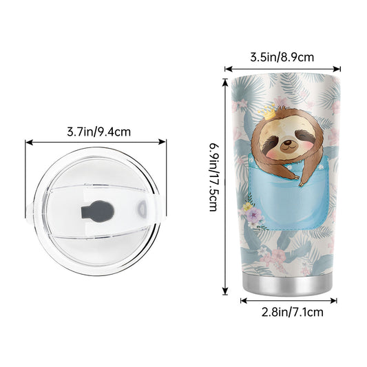 20oz Sloth and 'I Can Do Slower' Tumbler with Straw - Stainless Steel Travel Mug for Coffee and Water - Perfect Back to School Supply