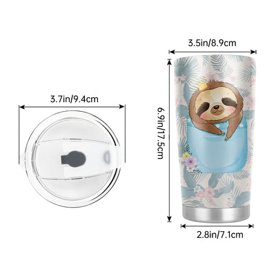 20oz Sloth and 'I Can Do Slower' Tumbler with Straw - Stainless Steel Travel Mug for Coffee and Water - Perfect Back to School Supply