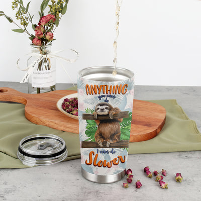 20oz Sloth and 'I Can Do Slower' Tumbler with Straw - Stainless Steel Travel Mug for Coffee and Water - Perfect Back to School Supply