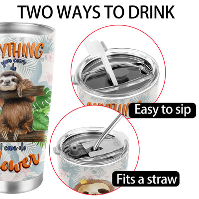 20oz Sloth and 'I Can Do Slower' Tumbler with Straw - Stainless Steel Travel Mug for Coffee and Water - Perfect Back to School Supply