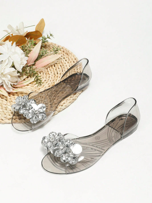 Glamorous Rhinestone Flower Slip-On Flats: The Perfect Party Shoe