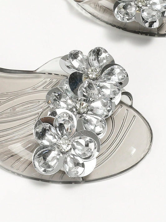Glamorous Rhinestone Flower Slip-On Flats: The Perfect Party Shoe