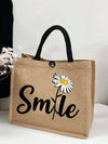 Blooming Elegance: Floral Letter Graphic Shopper Bag for Your Summer Vacation