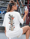 Add some flair to your wardrobe with our Edgy and Stylish Floral Skeleton Print Drop Shoulder Tee. Featuring a unique floral skeleton print, this tee is perfect for those looking to make a statement with their fashion choices. The drop shoulder design adds a touch of edginess, making this tee a must-have for trendsetters.