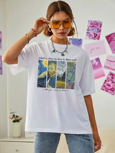 Stay stylish and comfortable this season with Summer Vibes Women's Casual Loose Sports T-Shirts with Art Painting Prints. Perfect for hot summer weather, these lightweight T-shirts offer breathable fabric and stylish art prints, making them a great choice when you need to look your best and beat the heat.