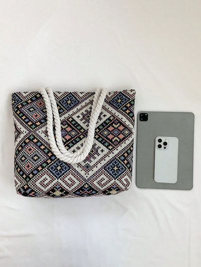 Stylish Geometric Pattern Shoulder Tote Bag: Maximum Capacity and Functionality
