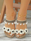 Vacation, Beach, and Beyond: Women's Flower Pompom Decor Flat Sandals