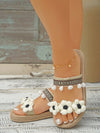 Vacation, Beach, and Beyond: Women's Flower Pompom Decor Flat Sandals